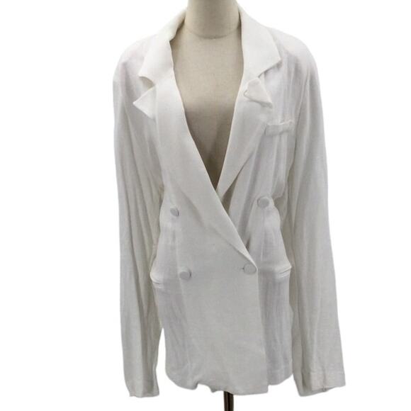 FOREVER 21 SZ 2X plus white rayon double breasted blazer jacket NWT B102 - Picture 1 of 10